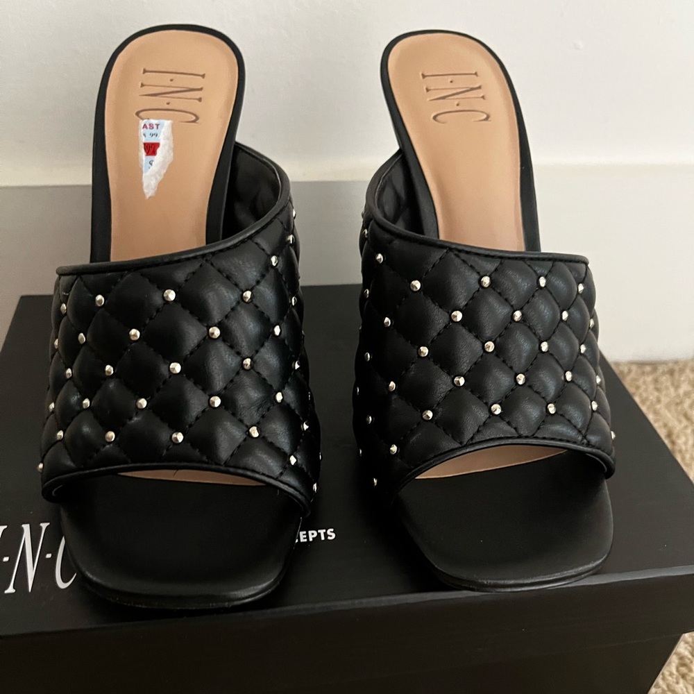 INC quilted leather gold studded heels. Never worn!